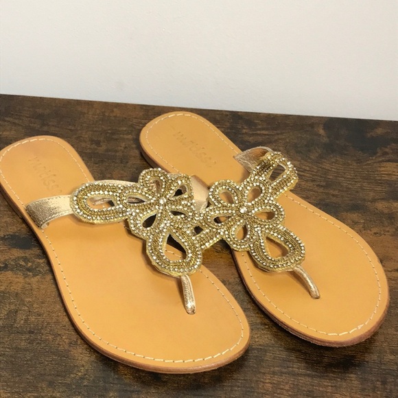 Matisse Womens Embellished Dazzling and Sparkle Leather Flower Sandals size 8 - Picture 1 of 9